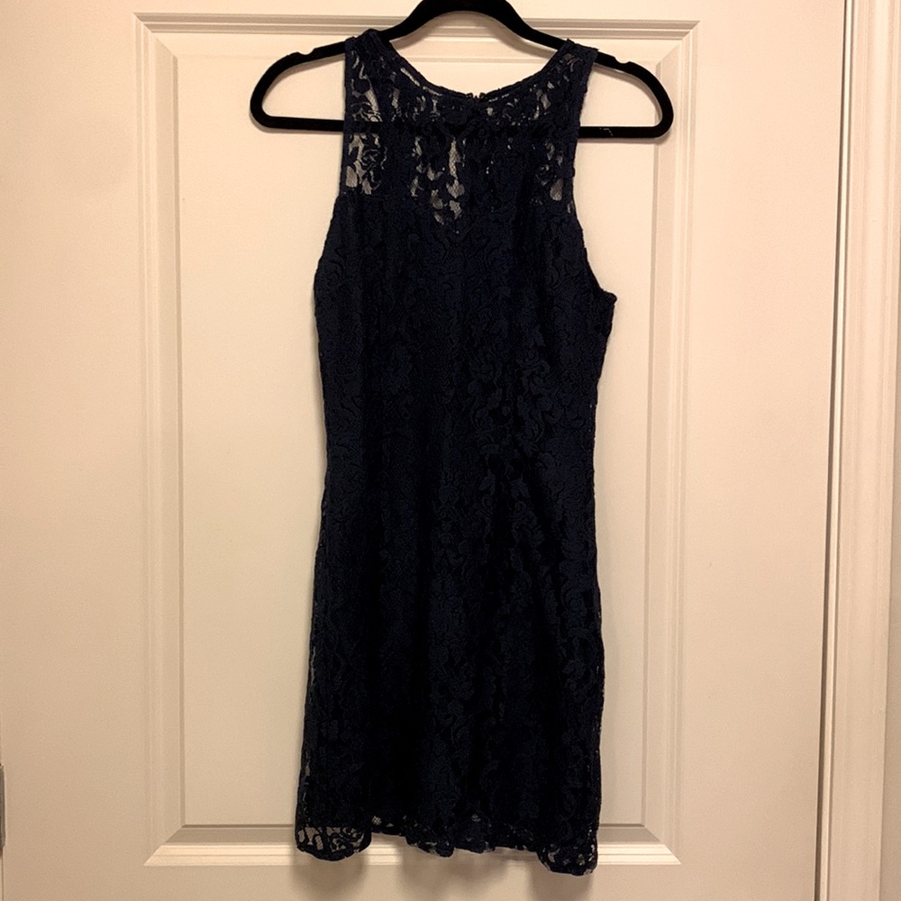 Navy blue lace cocktail dress